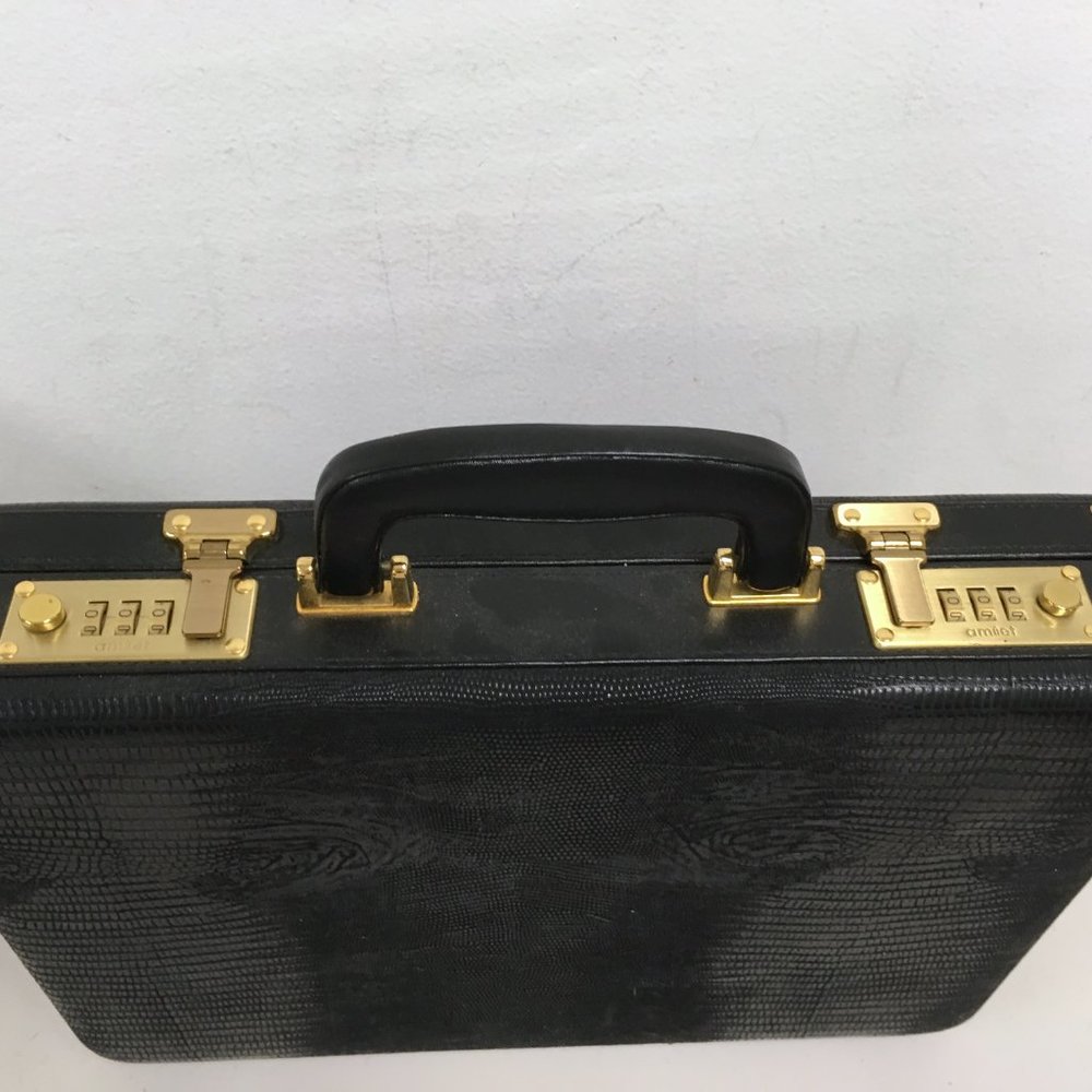 Amniet crocodile belly leather black briefcase attache case New Opus